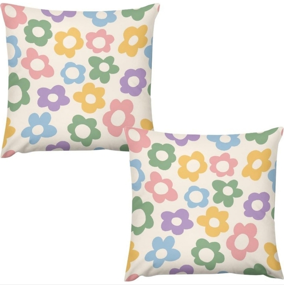 Other - NEW! Set Of 2 Pastel Daisy Throw Pillow Covers 18x18